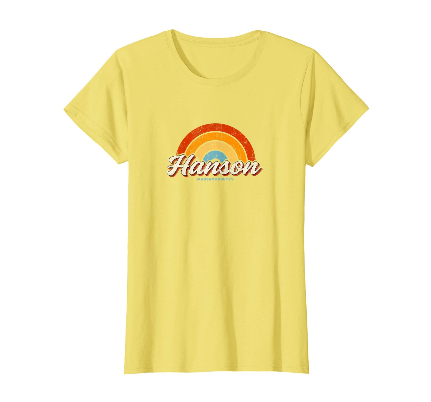 Hanson Massachusetts Ma Rainbow 70S T-Shirt - Trendy Graphic for Adults - T-Shirt, Sweatshirt, Hoodie