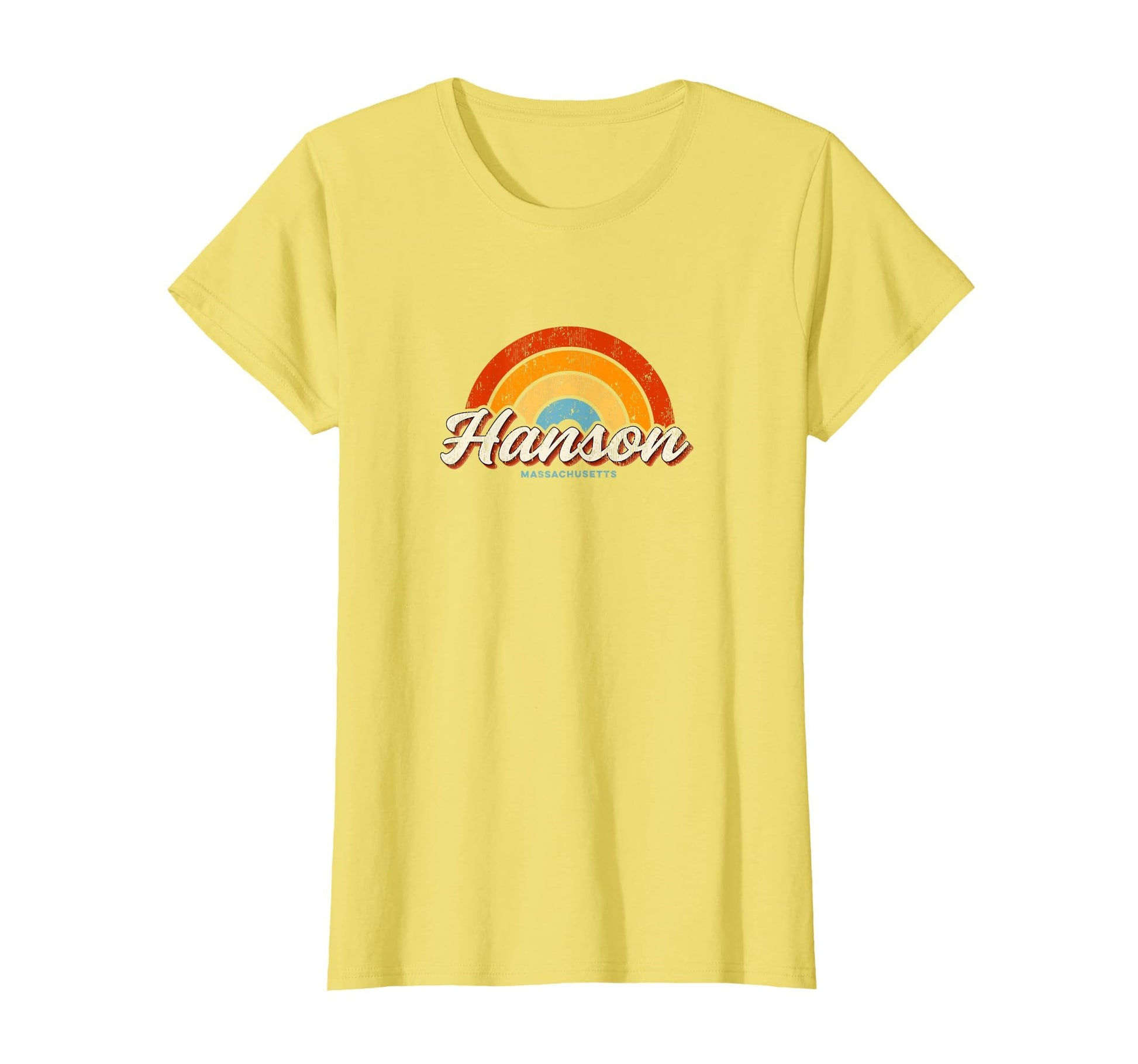 Hanson Massachusetts Ma Rainbow 70S T-Shirt - Trendy Graphic for Adults - T-Shirt, Sweatshirt, Hoodie