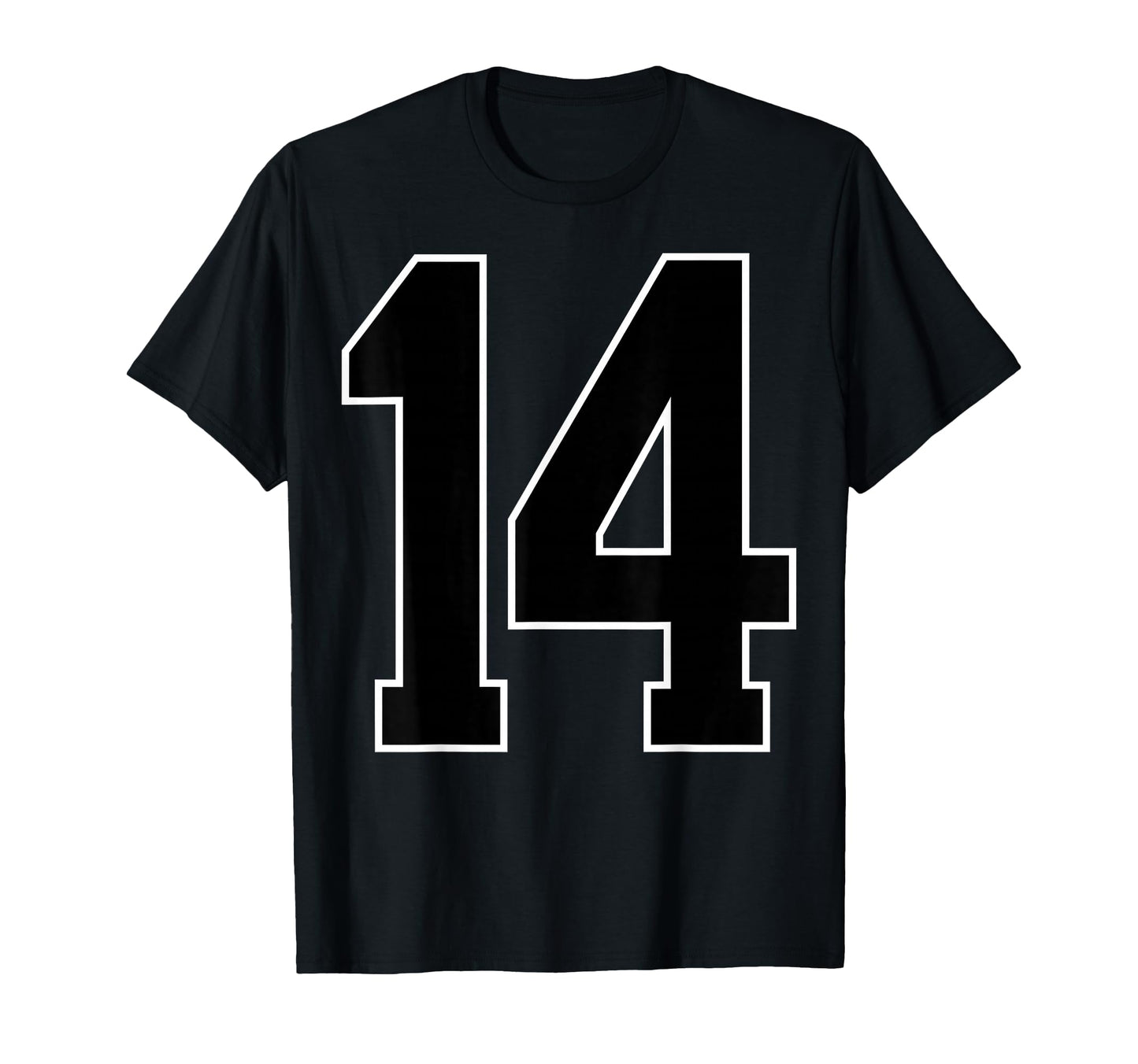 Black Sports Team Number 14 Fan T-Shirt - Custom Art Print for Adults - T-Shirt, Sweatshirt, Hoodie