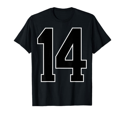 Black Sports Team Number 14 Fan T-Shirt - Custom Art Print for Adults - T-Shirt, Sweatshirt, Hoodie