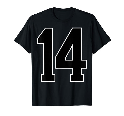 Black Sports Team Number 14 Fan T-Shirt - Custom Art Print for Adults - T-Shirt, Sweatshirt, Hoodie