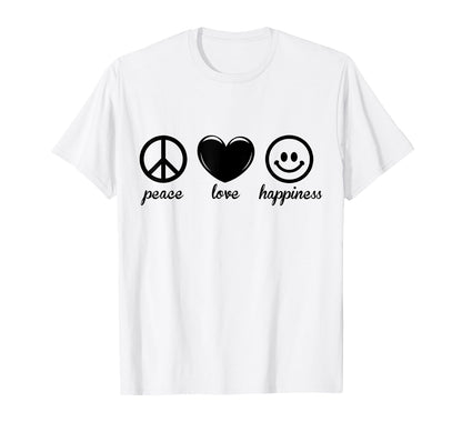Peace Love Happiness T-Shirt - Novelty Apparel Unisex - T-Shirt, Sweatshirt, Hoodie