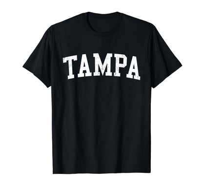 Tampa Fl Distressed White Varsity T-Shirt - Minimalist Print Men Women - T-Shirt, Sweatshirt, Hoodie