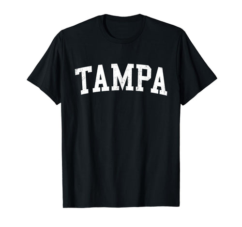 Tampa Fl Distressed White Varsity T-Shirt - Minimalist Print Men Women - T-Shirt, Sweatshirt, Hoodie