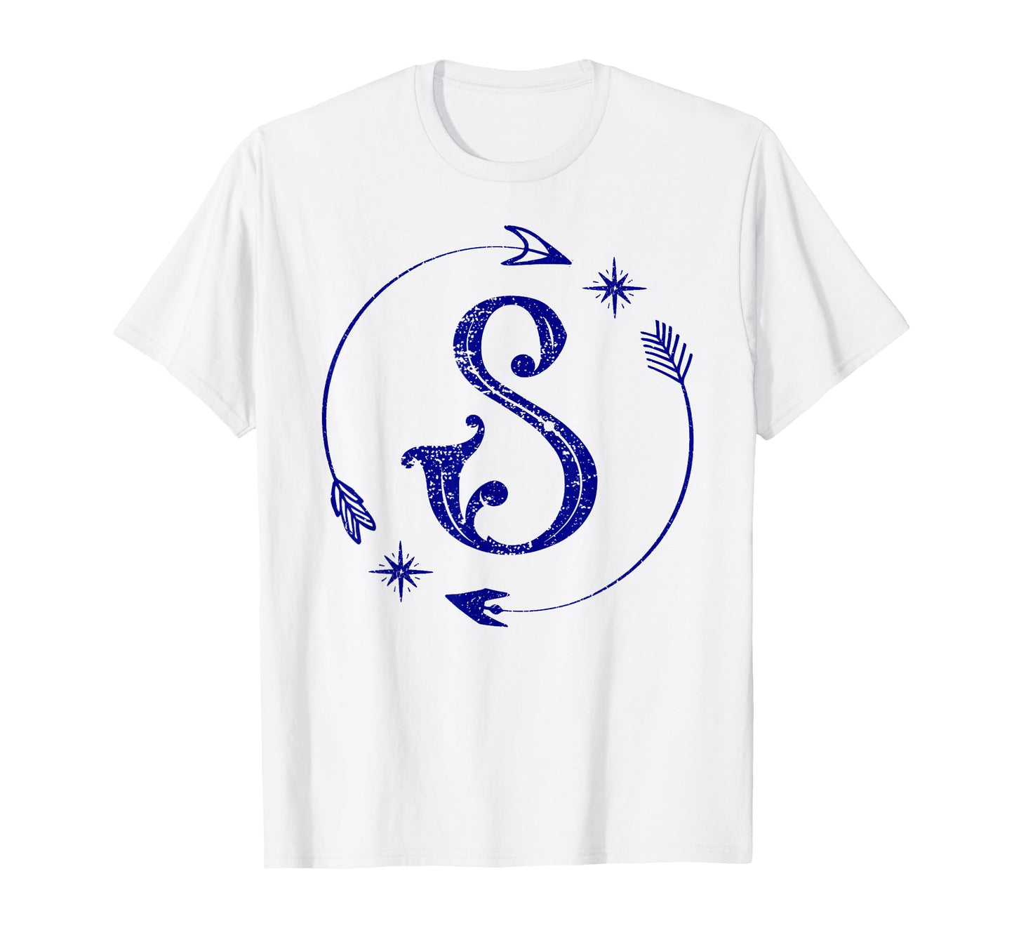 Initial S Monogram Boho Name T-Shirt - Casual Everyday Wear for Adults - T-Shirt, Sweatshirt, Hoodie