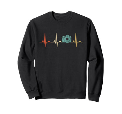 Heartbeat Photography Camera Sweatshirt - Casual Everyday Wear Men Women - T-Shirt, Sweatshirt, Hoodie