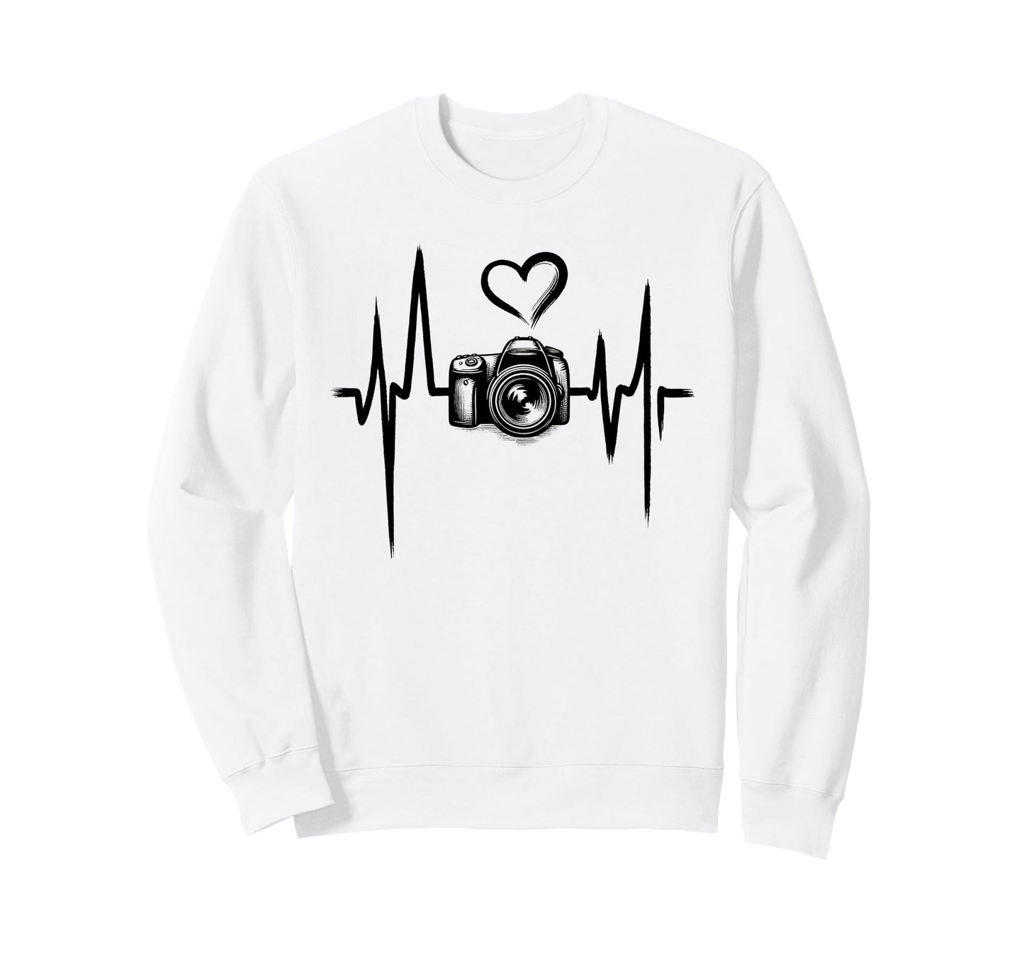 Camera Heartbeat Photography Lover Sweatshirt - Novelty Apparel for Adults - T-Shirt, Sweatshirt, Hoodie