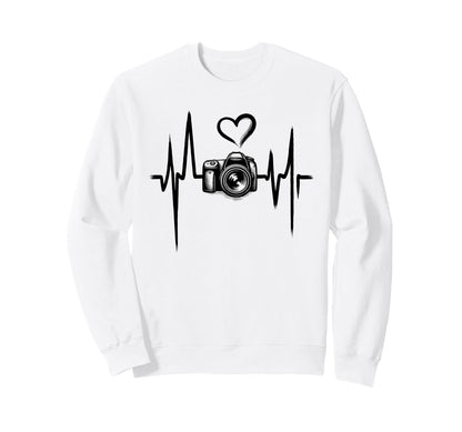 Camera Heartbeat Photography Lover Sweatshirt - Novelty Apparel for Adults - T-Shirt, Sweatshirt, Hoodie
