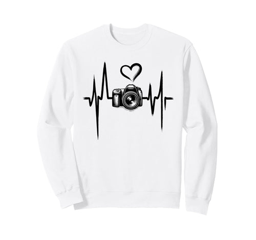 Camera Heartbeat Photography Lover Sweatshirt - Novelty Apparel for Adults - T-Shirt, Sweatshirt, Hoodie