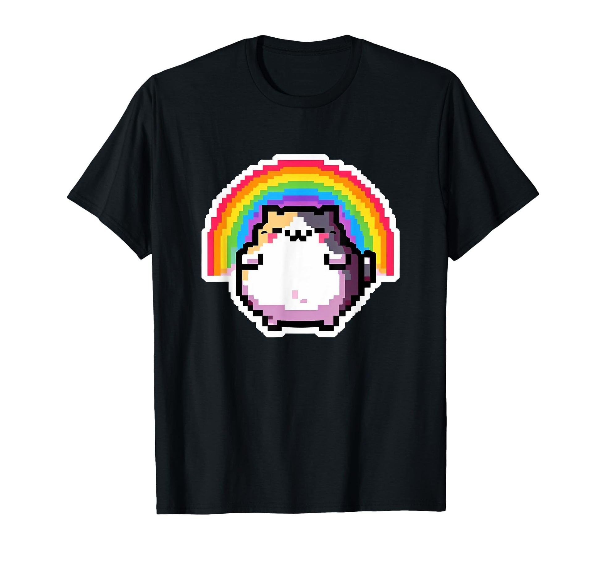 8Bit Pixel Cat And Rainbow Pixelated Art T-Shirt - Graphic Print for Adults - T-Shirt, Sweatshirt, Hoodie