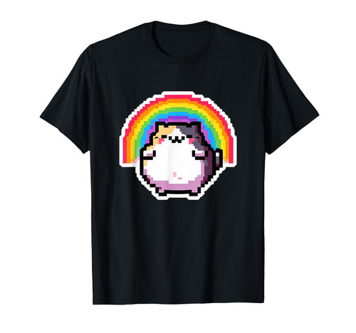 8Bit Pixel Cat And Rainbow Pixelated Art T-Shirt - Graphic Print for Adults - T-Shirt, Sweatshirt, Hoodie