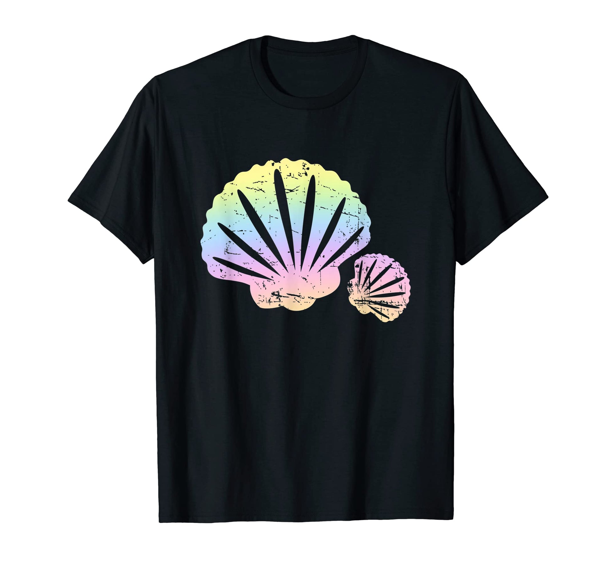 Pastel Rainbow Seashell Silhouette Art T-Shirt - Minimalist Print Unisex - T-Shirt, Sweatshirt, Hoodie