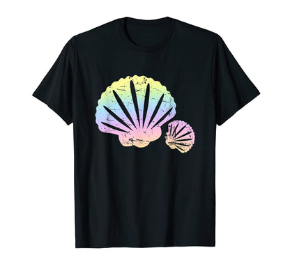 Pastel Rainbow Seashell Silhouette Art T-Shirt - Minimalist Print Unisex - T-Shirt, Sweatshirt, Hoodie