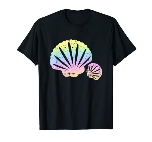 Pastel Rainbow Seashell Silhouette Art T-Shirt - Minimalist Print Unisex - T-Shirt, Sweatshirt, Hoodie