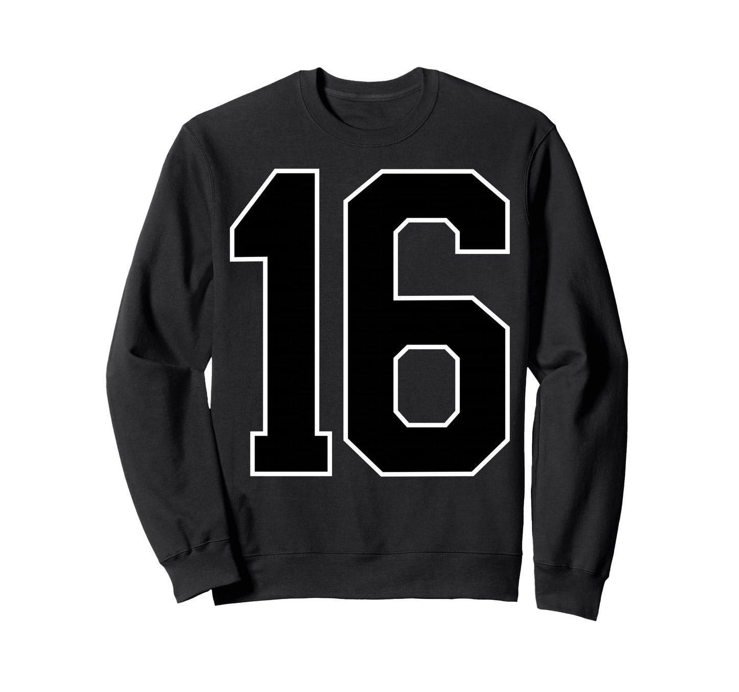 Black Sports Team Number 16 Fan Sweatshirt - Novelty Apparel Men Women - T-Shirt, Sweatshirt, Hoodie
