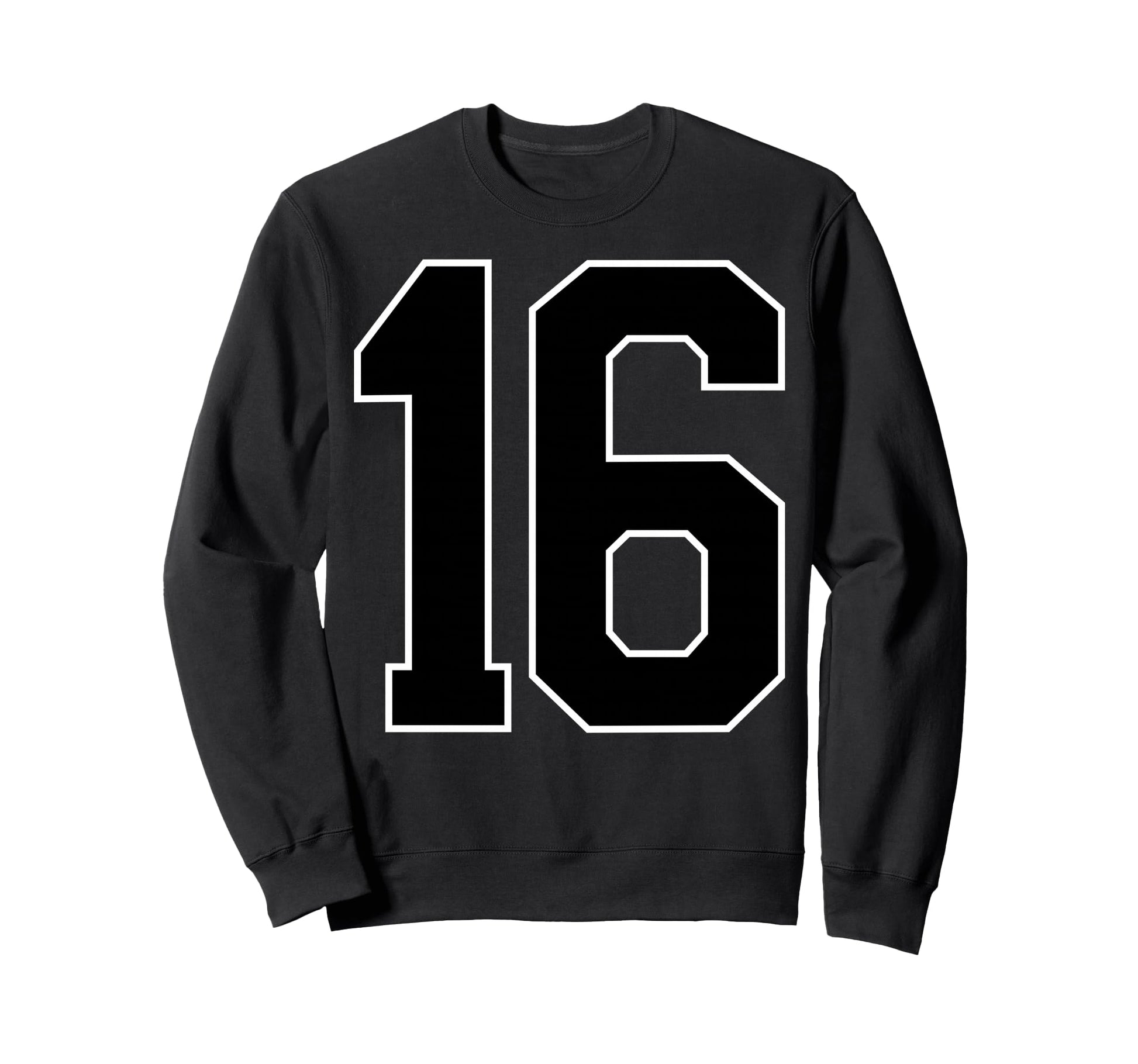 Black Sports Team Number 16 Fan Sweatshirt - Novelty Apparel Men Women - T-Shirt, Sweatshirt, Hoodie
