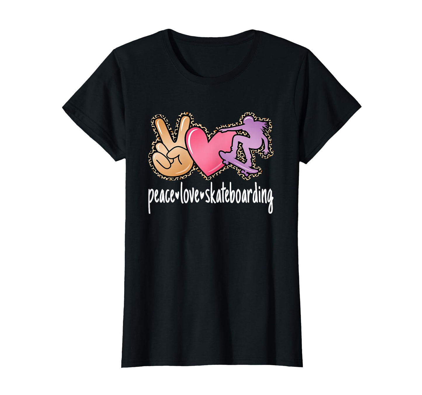 Peace Love Skateboarding Skateboard T-Shirt - Trendy Graphic for Adults - T-Shirt, Sweatshirt, Hoodie