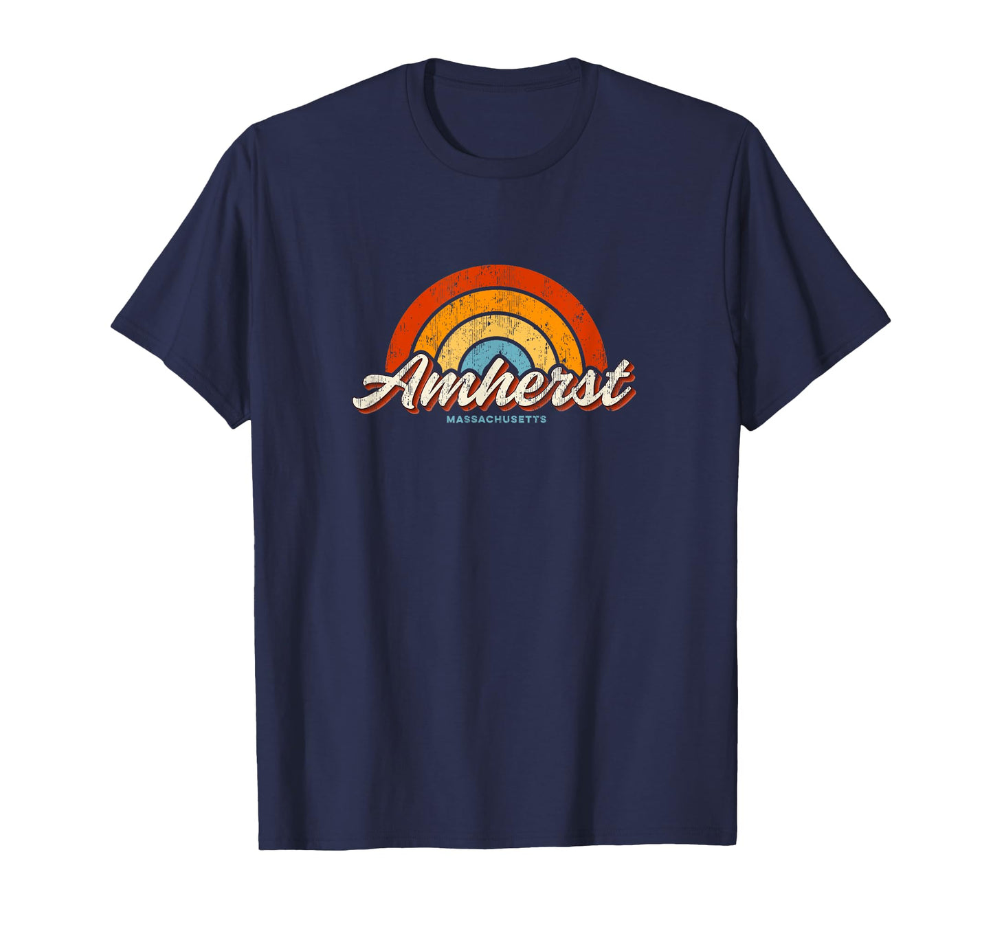 Amherst Massachusetts Ma Rainbow 70S T-Shirt - Trendy Graphic Unisex - T-Shirt, Sweatshirt, Hoodie