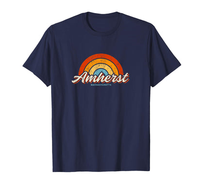Amherst Massachusetts Ma Rainbow 70S T-Shirt - Trendy Graphic Unisex - T-Shirt, Sweatshirt, Hoodie