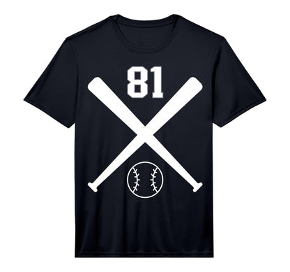 Baseball Softball Number 81 T-Shirt - Custom Art Print for Adults - T-Shirt, Sweatshirt, Hoodie