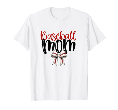 Baseball Mom Coquette Bow Game Day T-Shirt - Novelty Apparel for Adults - T-Shirt, Sweatshirt, Hoodie