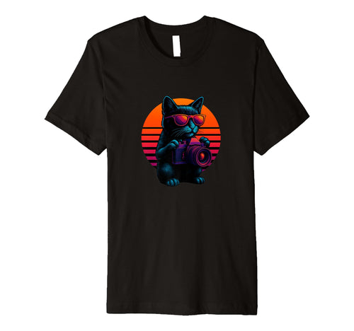 Cat Camera Lens Photography T-Shirt - Fun Novelty Design Men Women - T-Shirt, Sweatshirt, Hoodie
