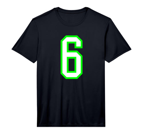 White Lime Sports Team Number 6 Performance T-Shirt - Graphic Print Unisex - T-Shirt, Sweatshirt, Hoodie