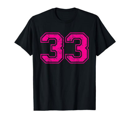 Number 33 Varsity Distressed Sport Team T-Shirt - Aesthetic Graphic Unisex - T-Shirt, Sweatshirt, Hoodie
