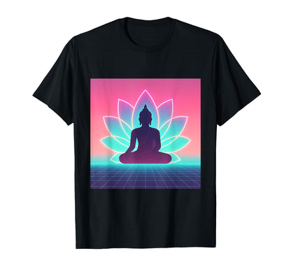 Vaporwave Buddha Meditation Lotus T-Shirt - Custom Art Print Men Women - T-Shirt, Sweatshirt, Hoodie