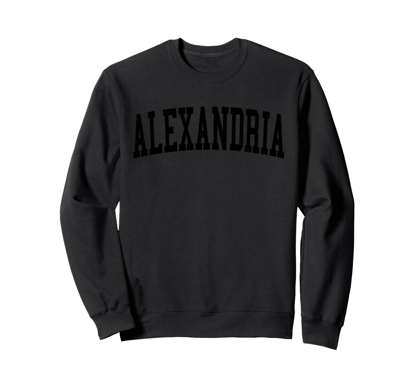 Alexandria Va Distressed Black Varsity Sweatshirt - Trendy Graphic Unisex - T-Shirt, Sweatshirt, Hoodie