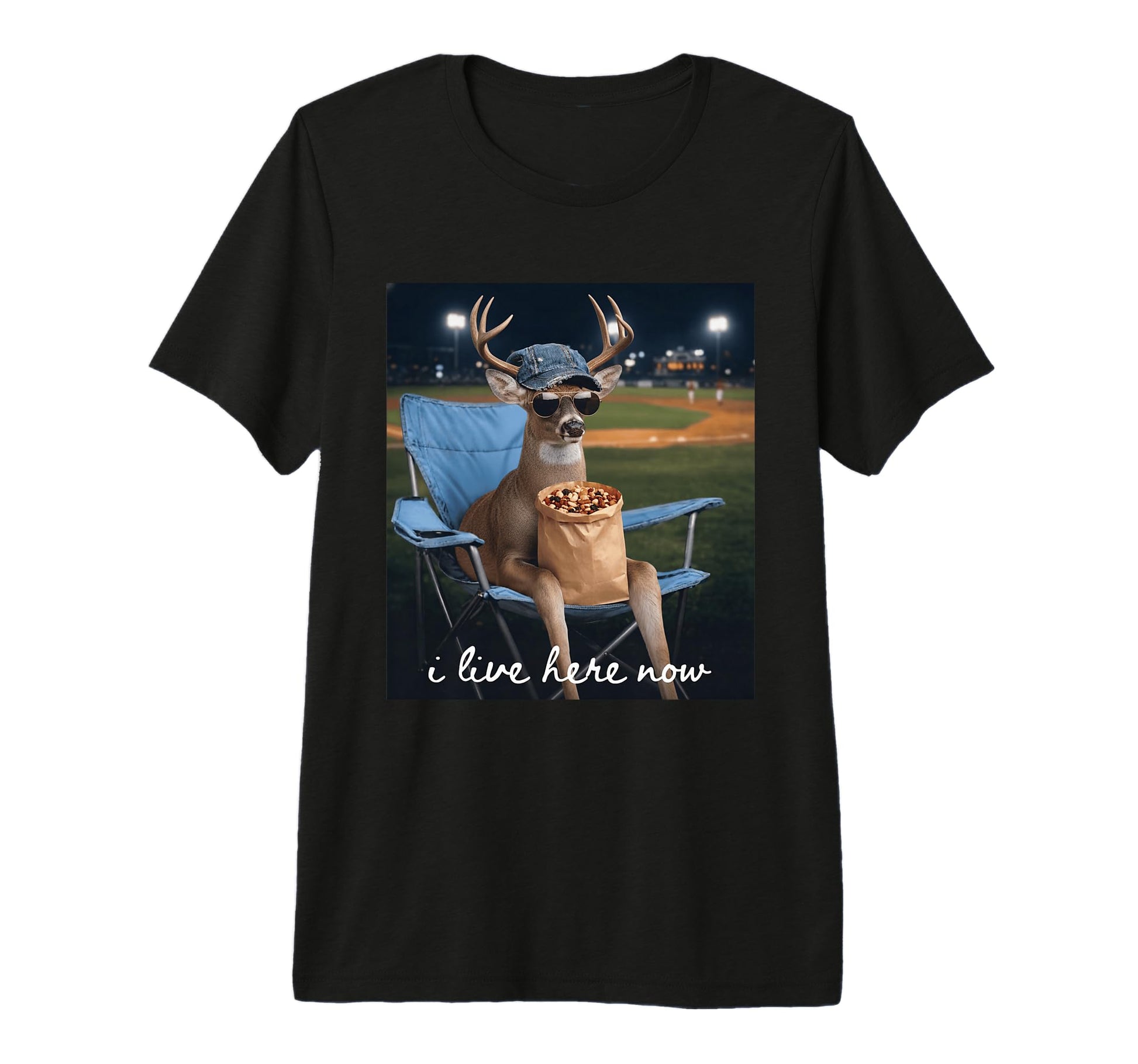Funny Deer Baseball Mom I Live Here Now T-Shirt - Trendy Graphic Men Women - T-Shirt, Sweatshirt, Hoodie