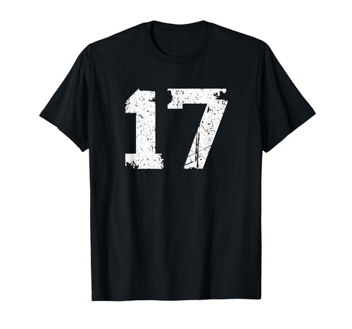 Number 17 Sport Torn Varsity Number T-Shirt - Novelty Apparel Unisex - T-Shirt, Sweatshirt, Hoodie