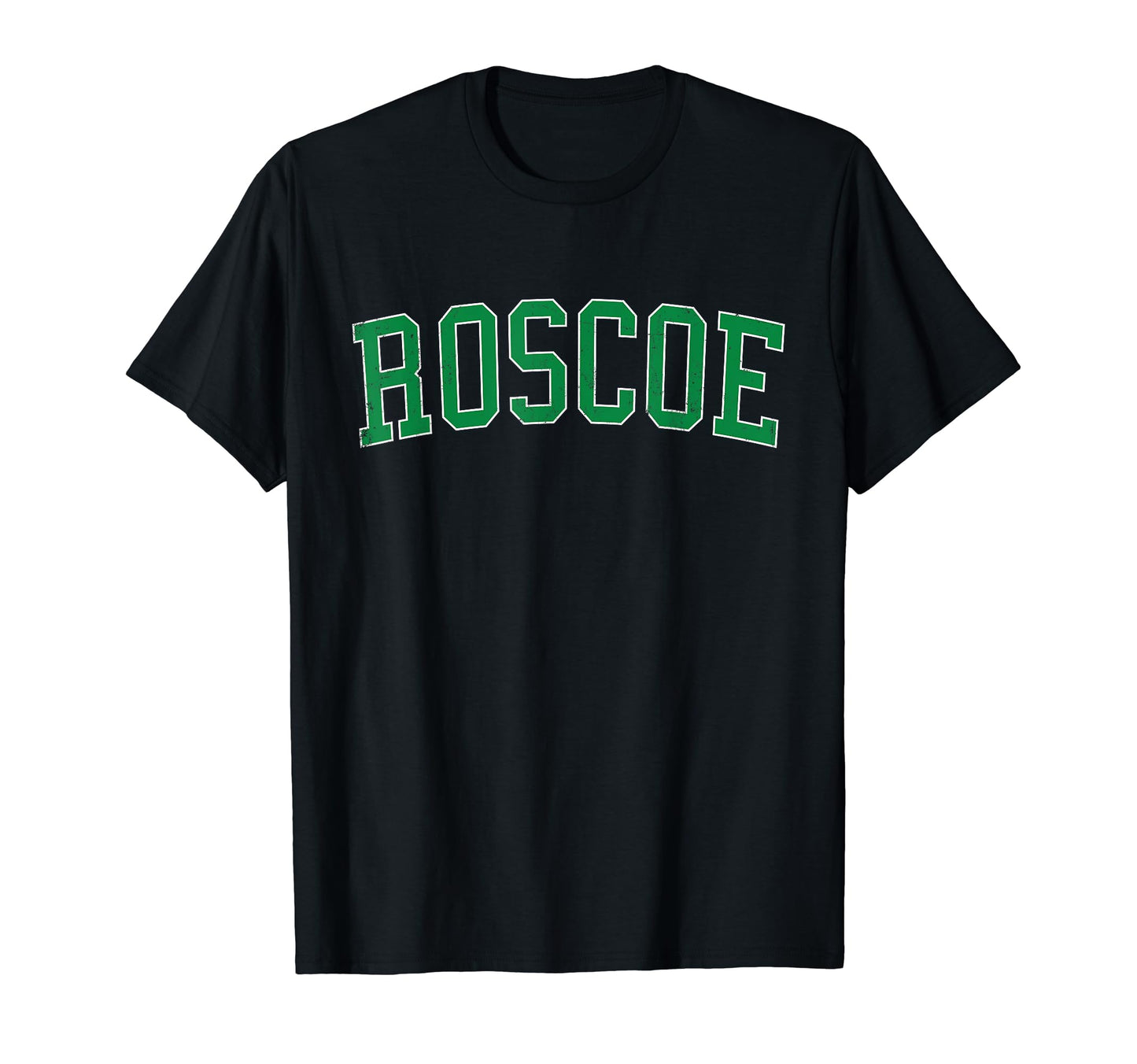 Roscoe Il Distressed Green Varsity T-Shirt - Streetwear Style for Adults - T-Shirt, Sweatshirt, Hoodie