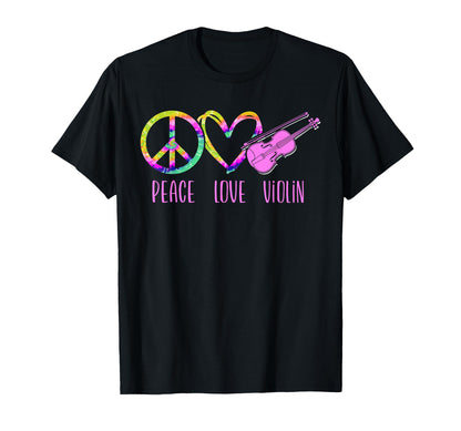Violin Violinist Tie Dye Peace Love T-Shirt - Custom Art Print for Adults - T-Shirt, Sweatshirt, Hoodie