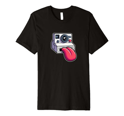 Instant Camera Tongue Out Funny T-Shirt - Streetwear Style for Adults - T-Shirt, Sweatshirt, Hoodie