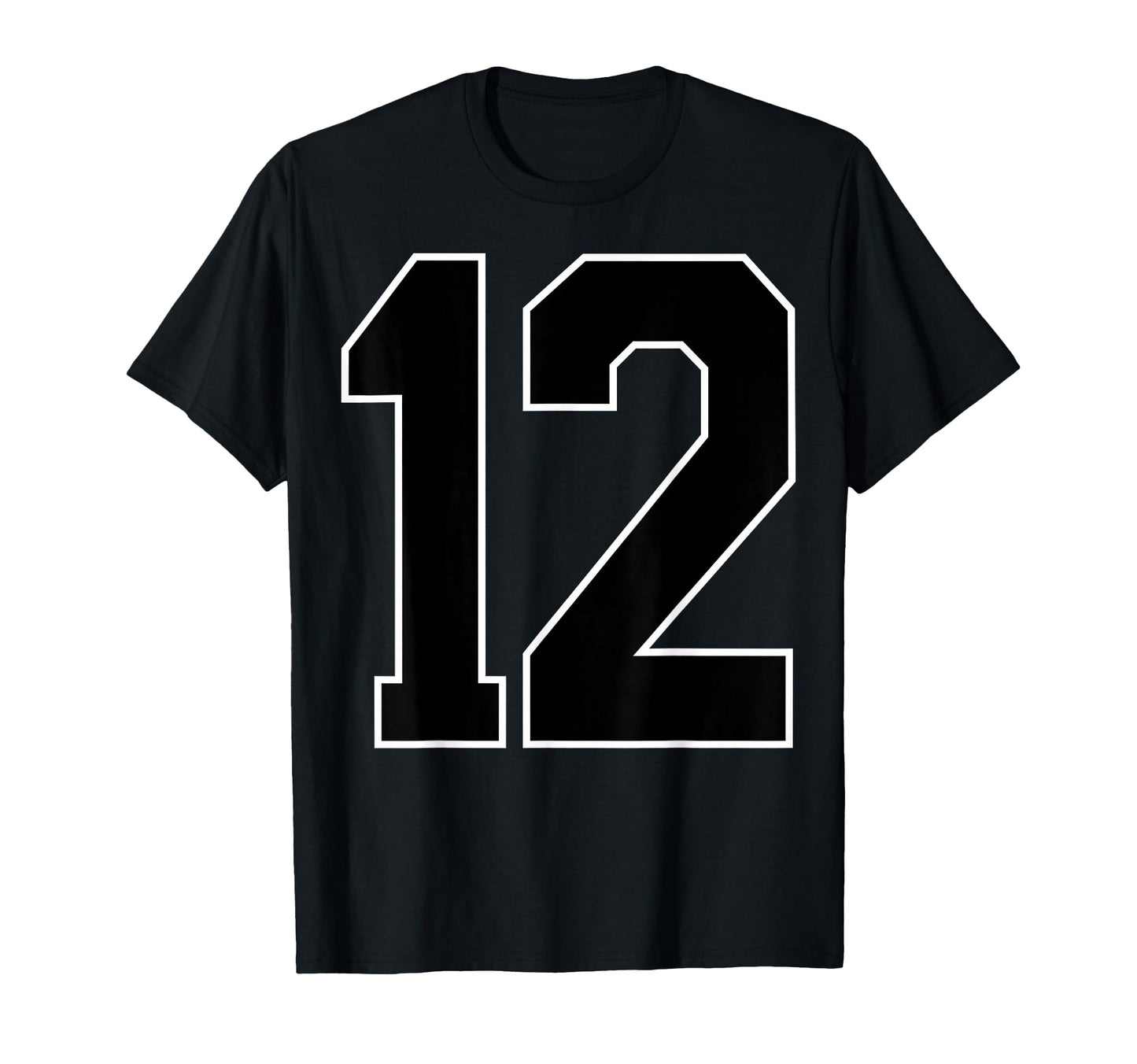 Black Sports Team Number 12 Fan T-Shirt - Fun Novelty Design Unisex - T-Shirt, Sweatshirt, Hoodie