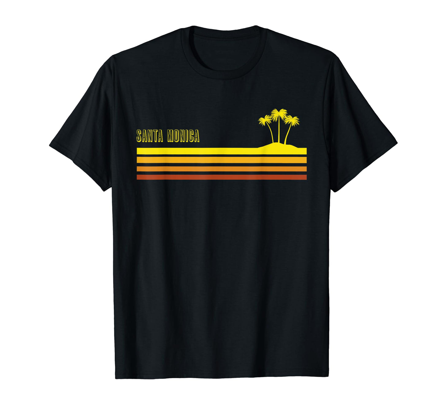 Santa Monica Beach 70S Striped Palm Tree T-Shirt - Custom Art Print Unisex - T-Shirt, Sweatshirt, Hoodie