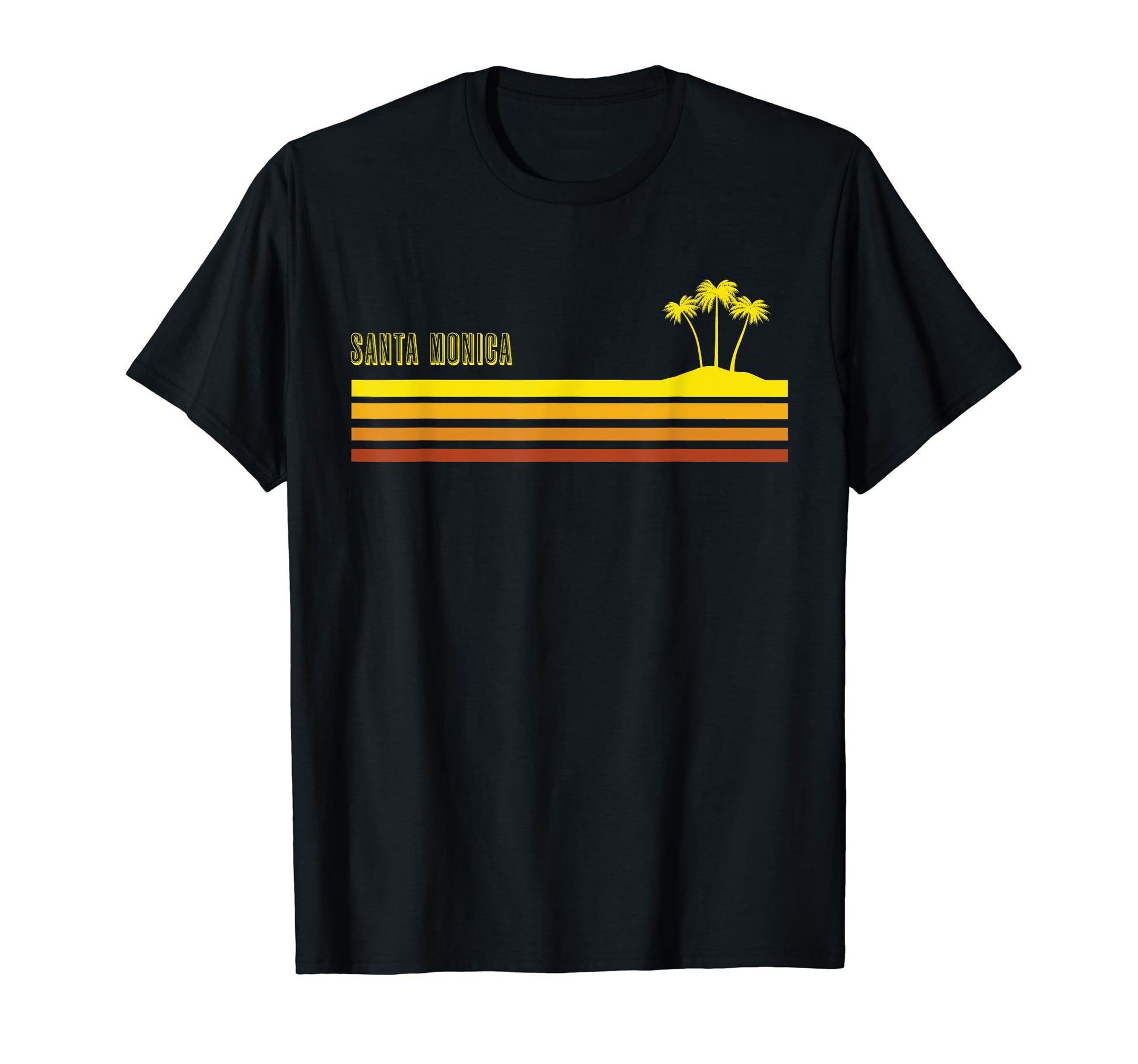 Santa Monica Beach 70S Striped Palm Tree T-Shirt - Custom Art Print Unisex - T-Shirt, Sweatshirt, Hoodie