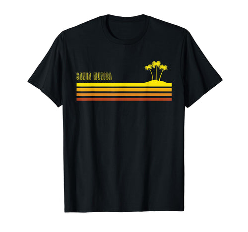 Santa Monica Beach 70S Striped Palm Tree T-Shirt - Custom Art Print Unisex - T-Shirt, Sweatshirt, Hoodie