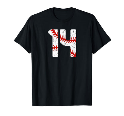 Baseball Player Jersey Number 14 14 Proud T-Shirt - Unique Graphic Unisex - T-Shirt, Sweatshirt, Hoodie