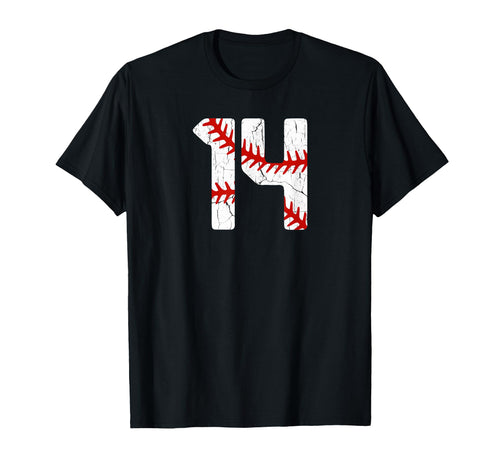 Baseball Player Jersey Number 14 14 Proud T-Shirt - Unique Graphic Unisex - T-Shirt, Sweatshirt, Hoodie