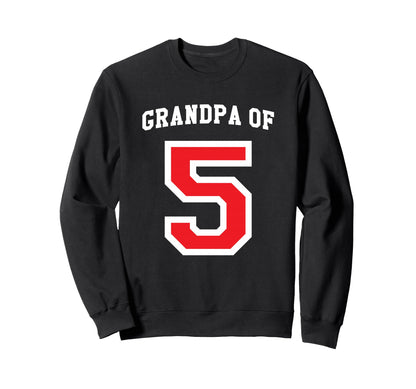 Grandpa 5 Grandchildren Baseball Sweatshirt - Fun Novelty Design Unisex - T-Shirt, Sweatshirt, Hoodie