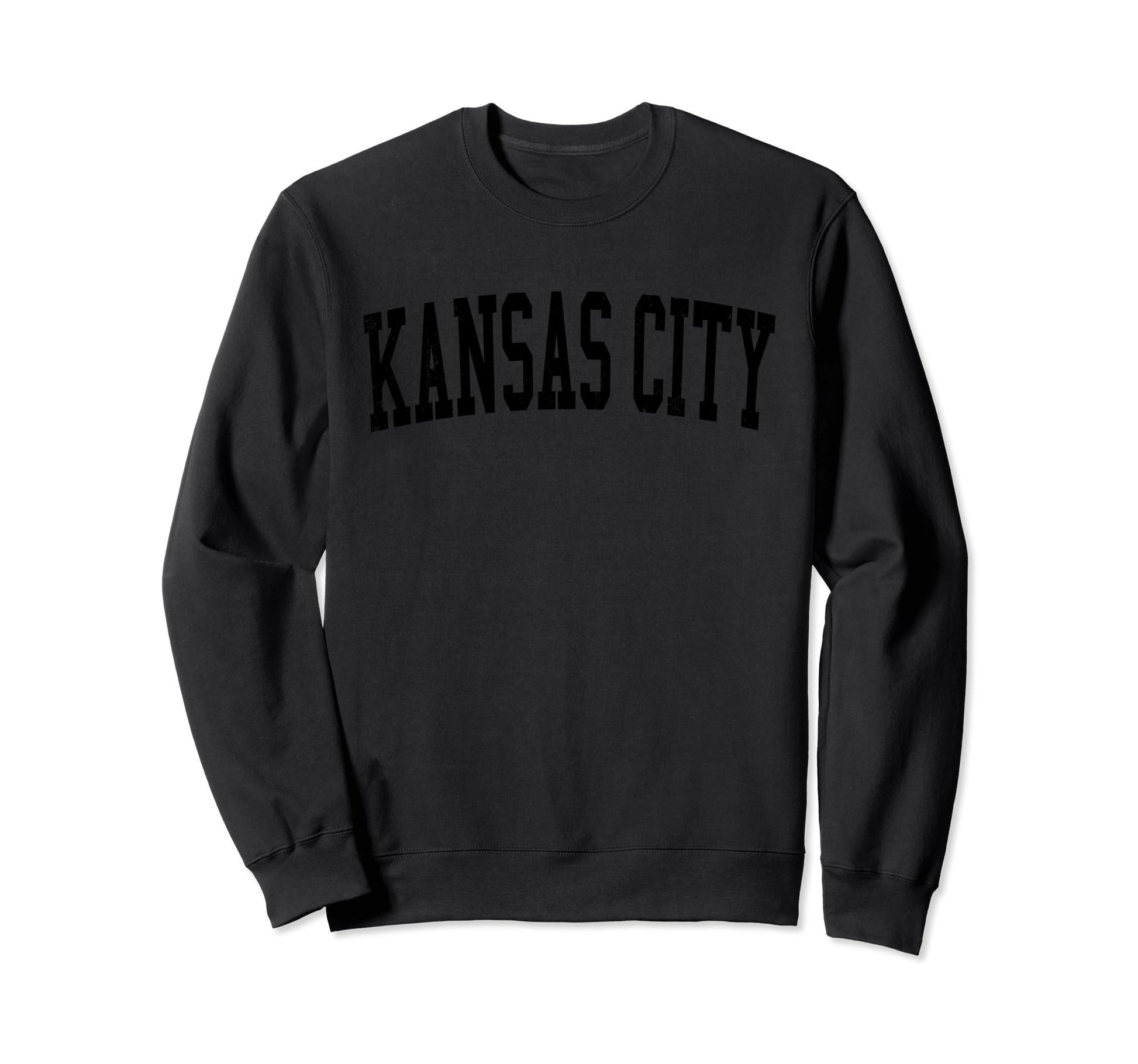 Kansas City Mo Distressed Black Sweatshirt - Graphic Print for Adults - T-Shirt, Sweatshirt, Hoodie