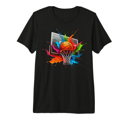 Colorful Paints Splash Basketball Ball T-Shirt - Graphic Print Men Women - T-Shirt, Sweatshirt, Hoodie