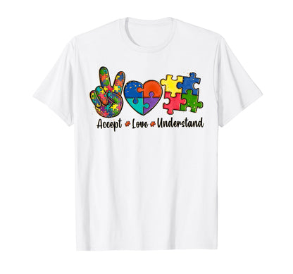Peace Love Understand Autism Awareness T-Shirt - Novelty Apparel Unisex - T-Shirt, Sweatshirt, Hoodie