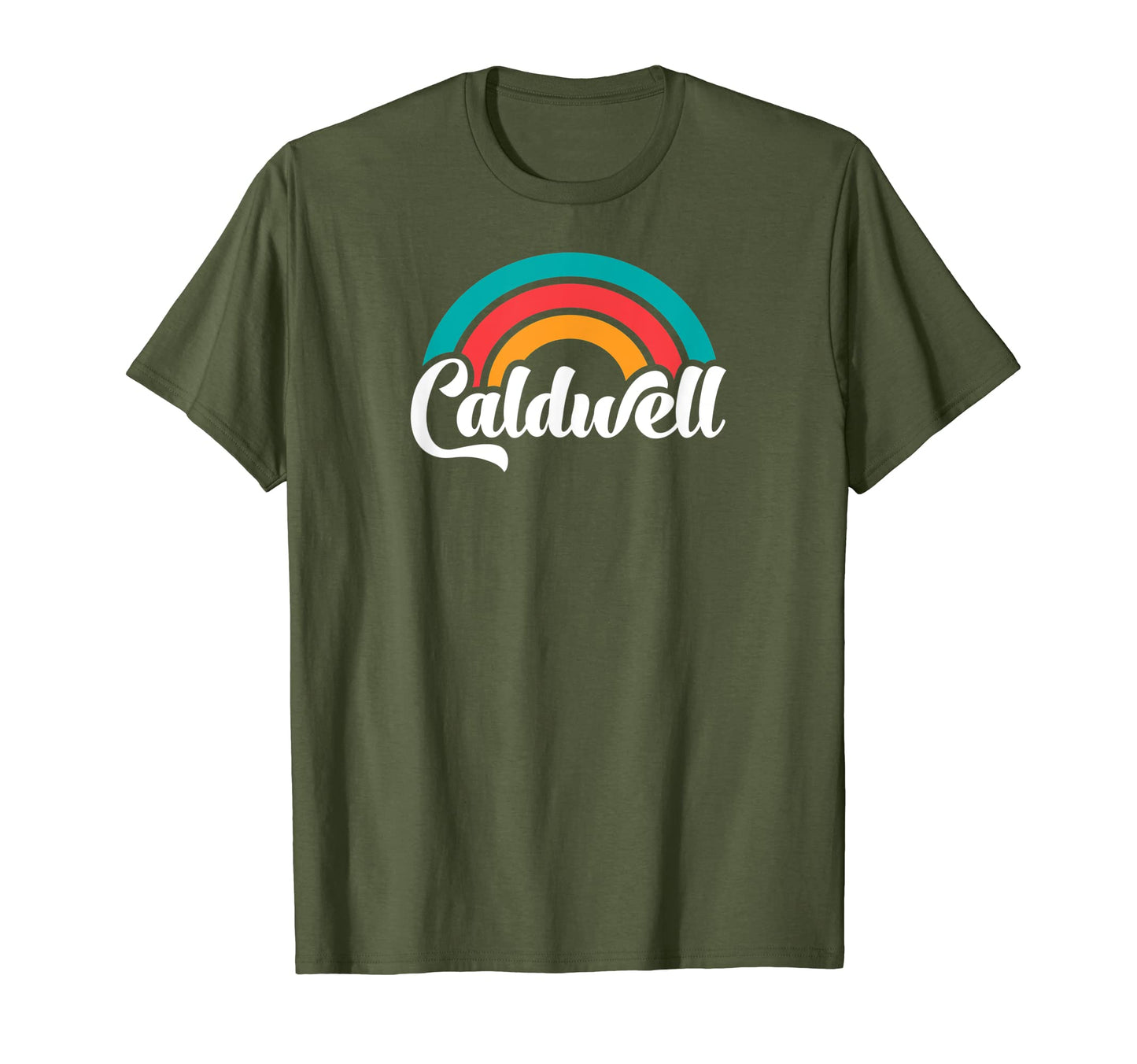 Caldwell Id Script Rainbow T-Shirt - Trendy Graphic Unisex - T-Shirt, Sweatshirt, Hoodie