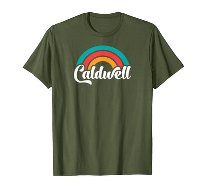 Caldwell Id Script Rainbow T-Shirt - Trendy Graphic Unisex - T-Shirt, Sweatshirt, Hoodie