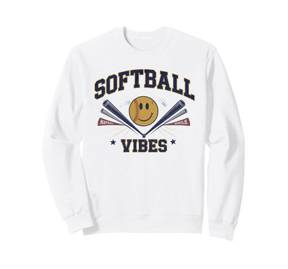 Softball Vibes Groovy Game Day Sweatshirt - Graphic Print Unisex - T-Shirt, Sweatshirt, Hoodie