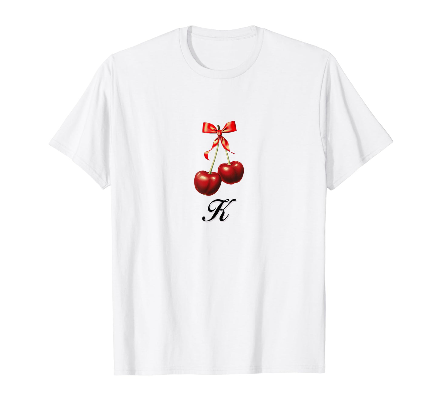 K Cherry Coquette Bow Girlcore Y2K T-Shirt - Minimalist Print Unisex - T-Shirt, Sweatshirt, Hoodie