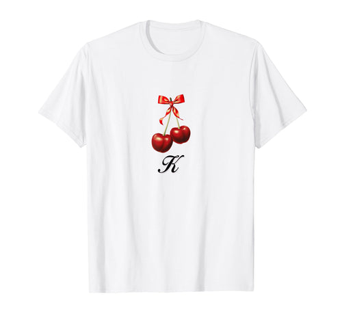 K Cherry Coquette Bow Girlcore Y2K T-Shirt - Minimalist Print Unisex - T-Shirt, Sweatshirt, Hoodie